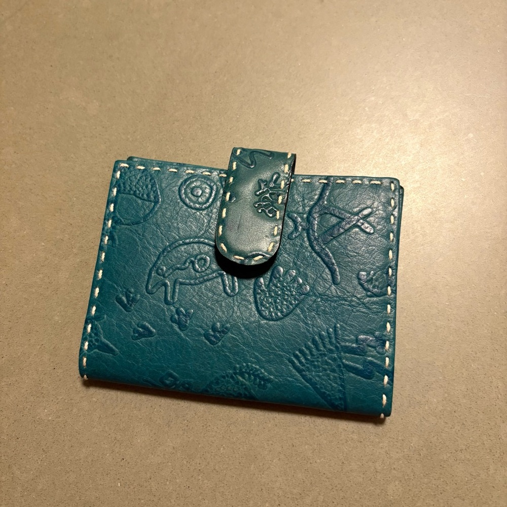 Teal Embossed Leather Wallet